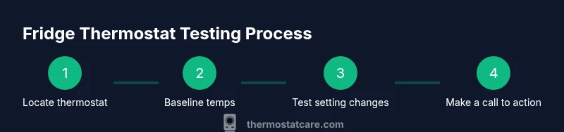 Infographic showing steps to test a fridge thermostat