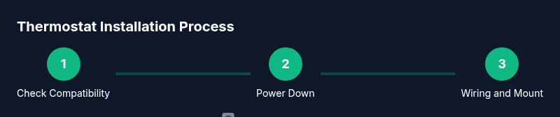 Infographic showing three steps of thermostat installation