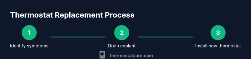 Process diagram for car thermostat replacement steps