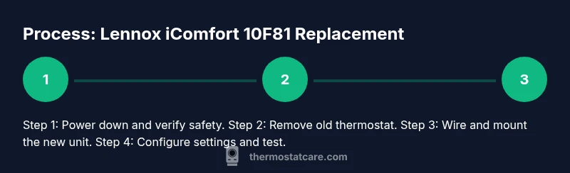 Diagram showing a three-step process for replacing a Lennox iComfort thermostat