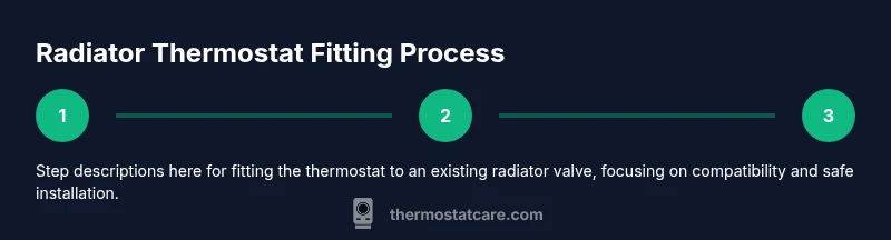 Process diagram showing steps to fit radiator thermostat