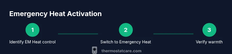 Process diagram showing Emergency Heat activation on a thermostat