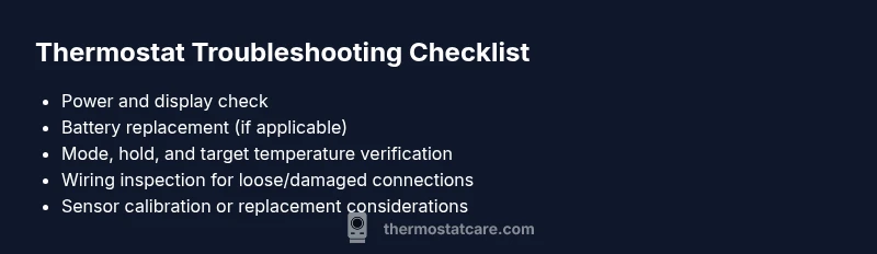 Checklist infographic for thermostat troubleshooting