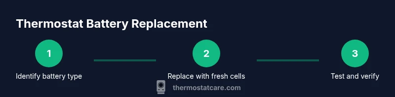 Infographic showing the three-step process to change a thermostat battery