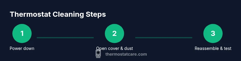 Process chart showing three steps for cleaning a thermostat