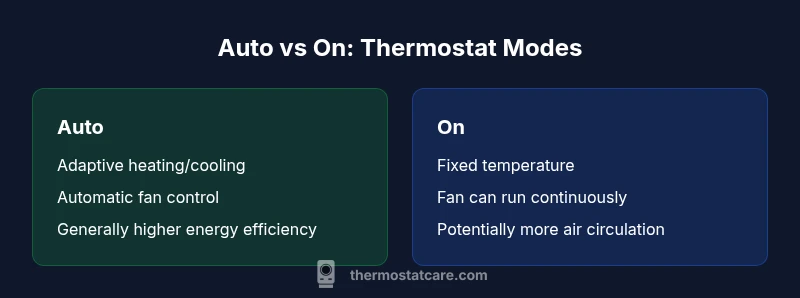 Infographic comparing Auto and On thermostat modes