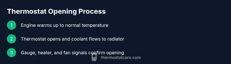 Diagram showing car thermostat opening and coolant flow