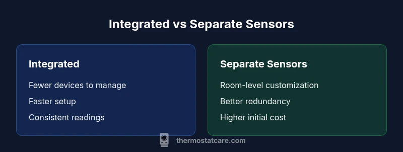 Comparison chart of integrated thermostat vs separate room sensors