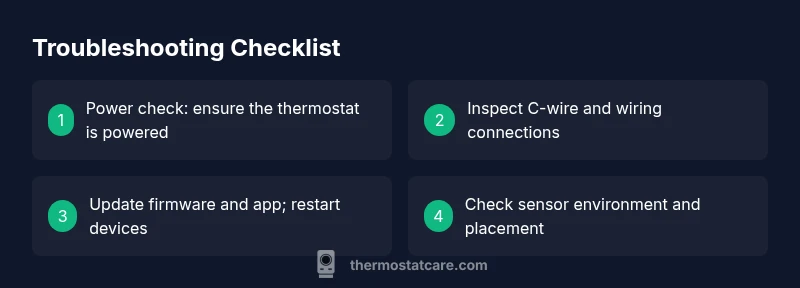 Checklist infographic for Nest thermostat troubleshooting