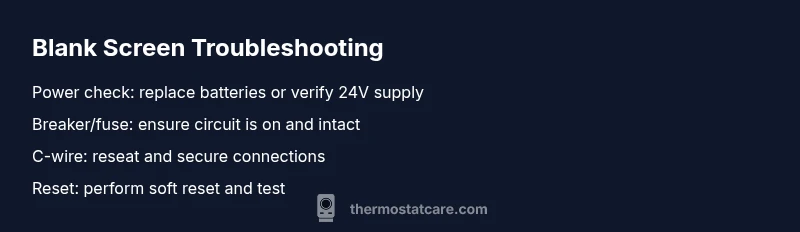 Checklist for troubleshooting a blank thermostat display
