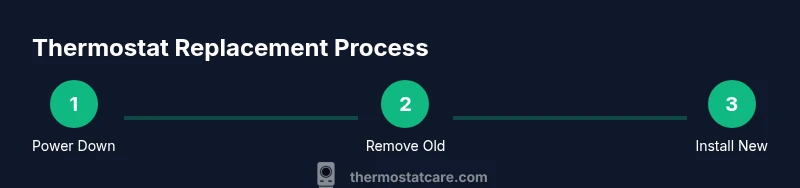 Infographic showing a three-step process to replace a Honeywell thermostat