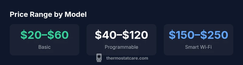 Infographic showing price ranges for basic, programmable, and smart thermostats