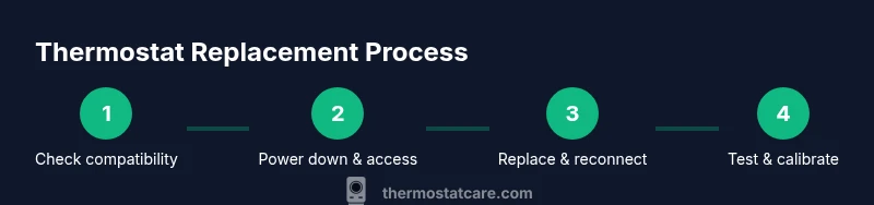 Infographic showing a 4-step thermostat replacement process