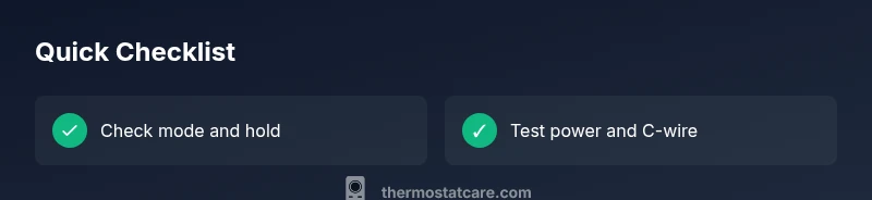 Checklist infographic: common causes and fixes for thermostat not cooling