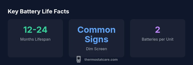 Infographic showing typical thermostat battery life and signs of wear