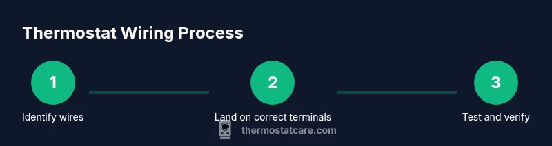Process diagram of thermostat wiring steps from identification to testing