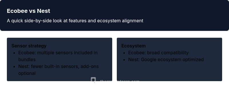Infographic comparing Ecobee and Nest thermostats