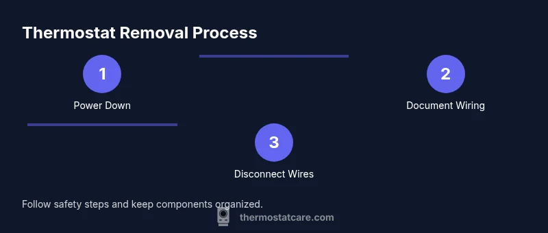 Infographic showing a three-step thermostat removal process