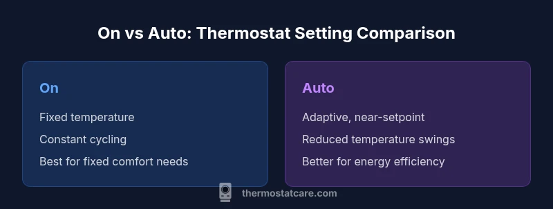 infographic comparing On vs Auto thermostat settings