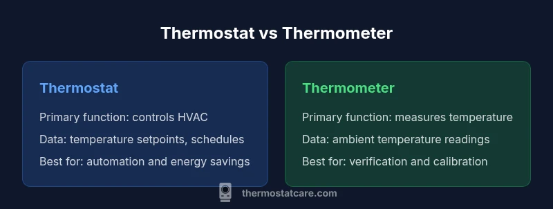 Infographic comparing thermostat and thermometer