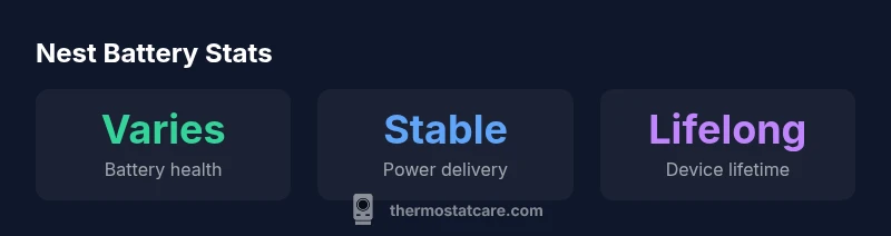 Infographic showing Nest thermostat battery power and lifecycle