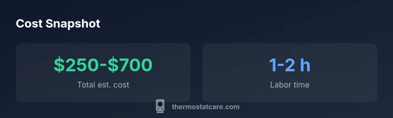Infographic showing cost ranges for coolant thermostat replacement