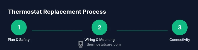 Process infographic showing thermostat replacement steps
