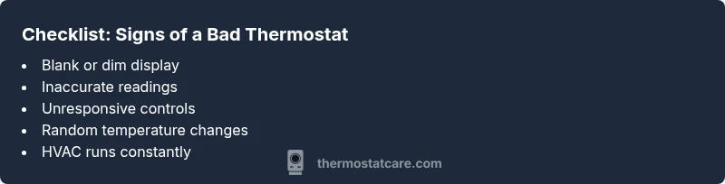 Checklist of signs a thermostat may be failing