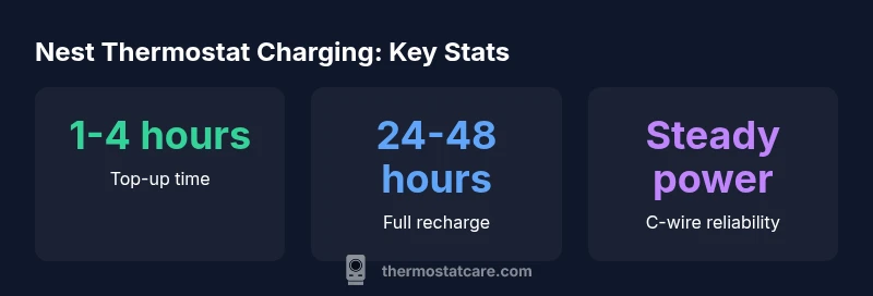 Infographic showing Nest thermostat charging times