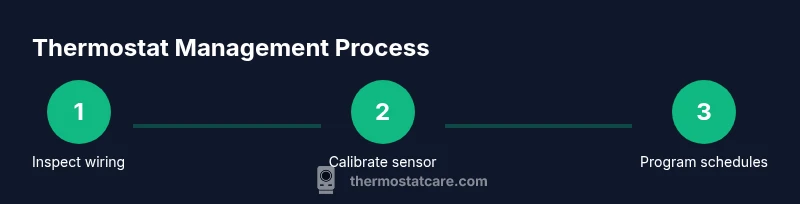 Tailwind HTML infographic showing a three-step thermostat management process