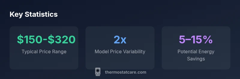 Infographic showing Ecobee price range, model variants, and potential energy savings