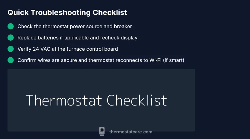 Checklist infographic for thermostat troubleshooting