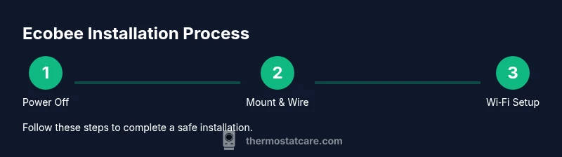 Process diagram showing Ecobee thermostat installation steps