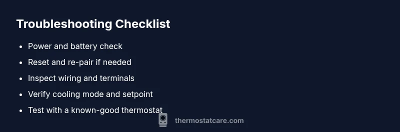 Checklist infographic for diagnosing thermostat not working