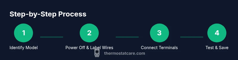 Process diagram showing steps to set a Honeywell thermostat