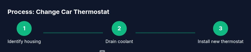 Infographic showing steps to change a car thermostat