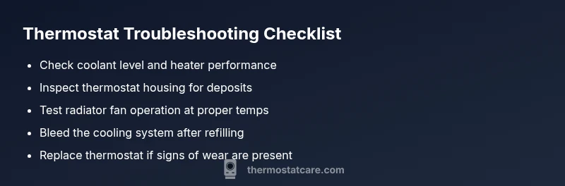 Checklist infographic for car thermostat troubleshooting