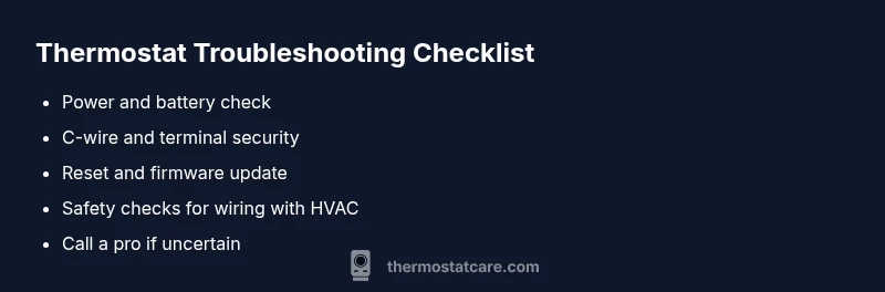 Checklist infographic for thermostat troubleshooting