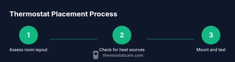 Tailwind-based infographic showing three-step thermostat placement process