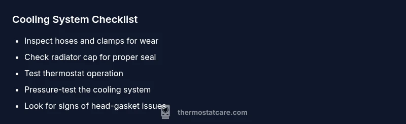 Checklist for diagnosing coolant leaks and thermostat issues